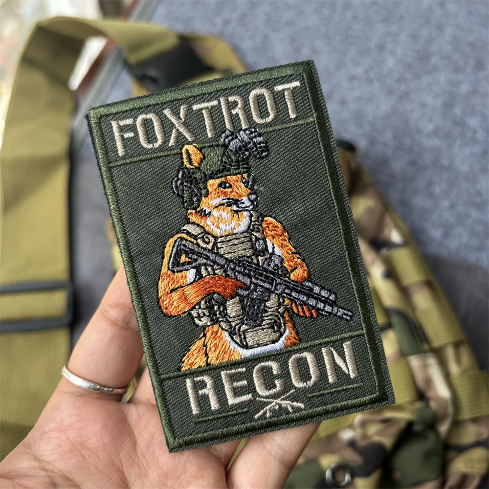 Fox Trot Recon parche táctico bordado de velcro para mochila