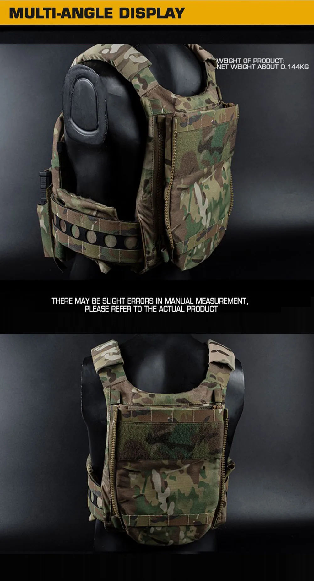 Detalle de la cremallera YKK 10V y tira MOLLE