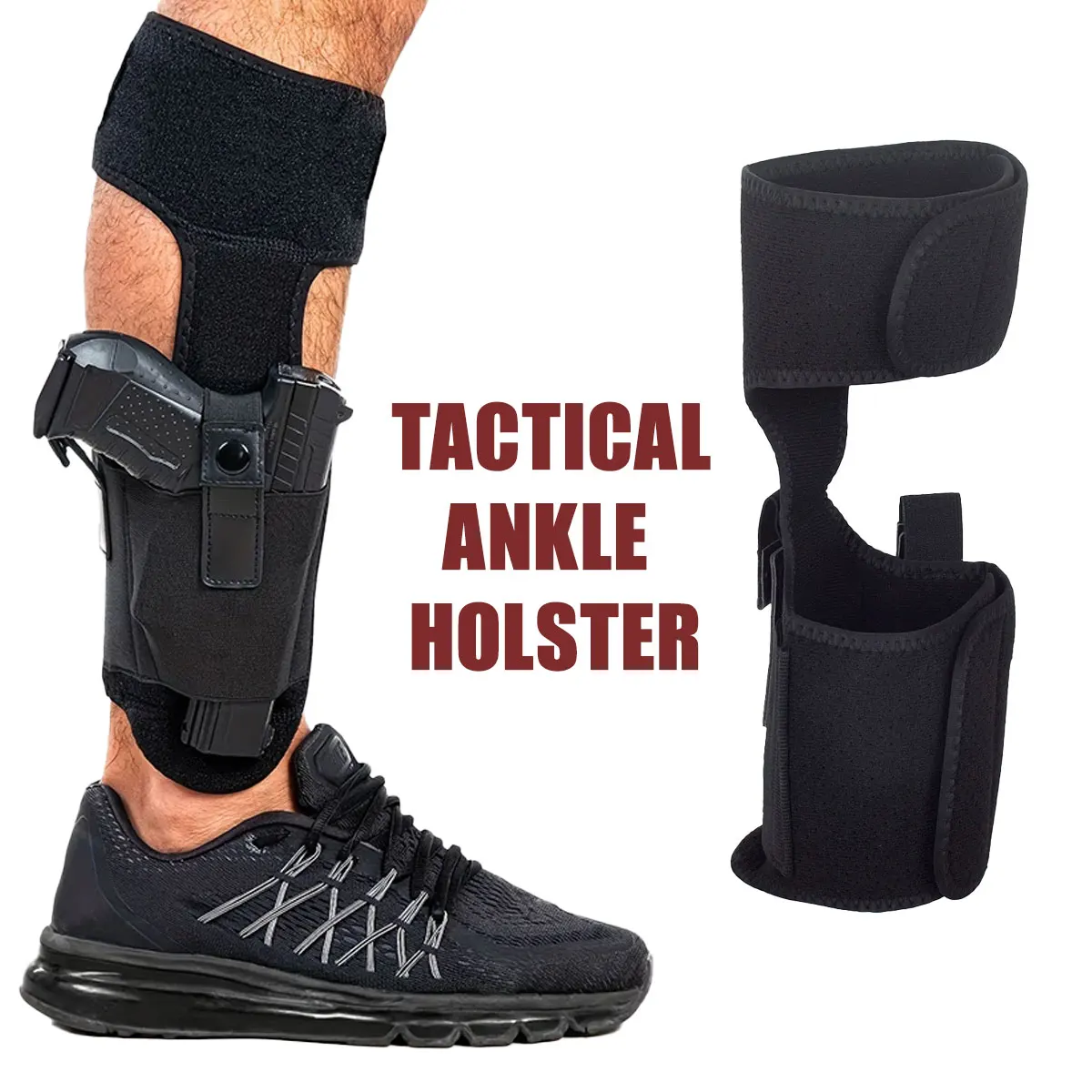 Holster de pierna oculto para pistola 9mm visto en contexto de uso