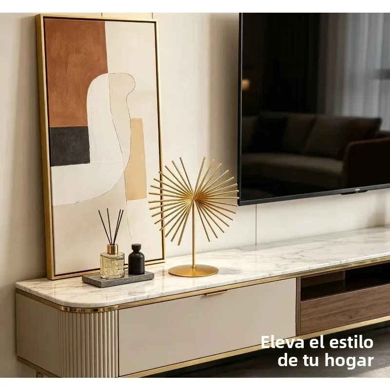 Adorno metálico abstracto de líneas para escritorio y hogar - imagen 4