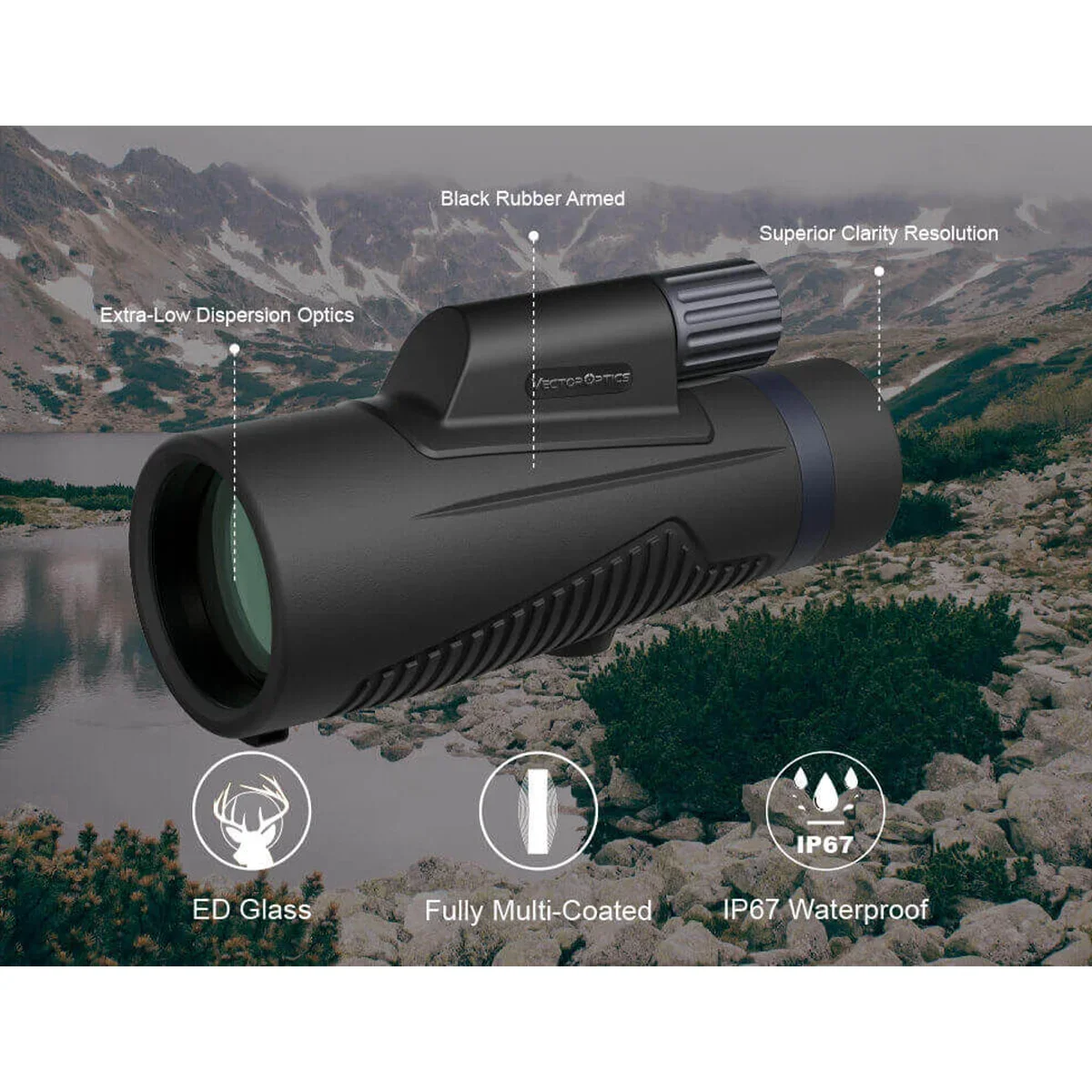 Maifeng Vectorial 10x50 ED Monocular Bak4 Fase Corregida – Caza Camping - imagen 2