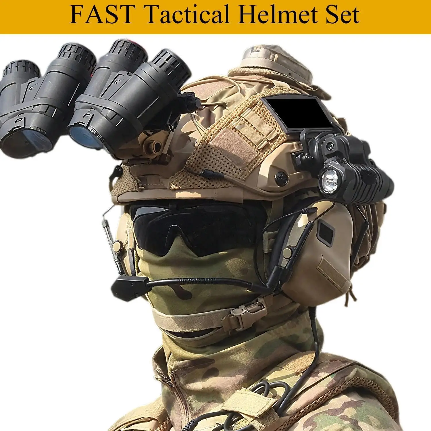 Casco táctico FAST airsoft con auriculares de comunicación y camuflaje - imagen 4