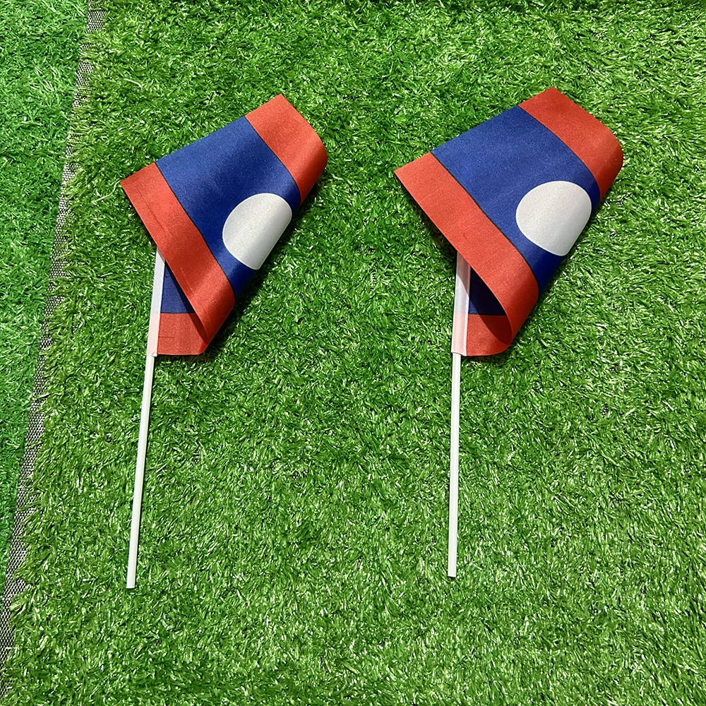 Bandera de Laos para mano en poliéster con asta plástica - imagen 5