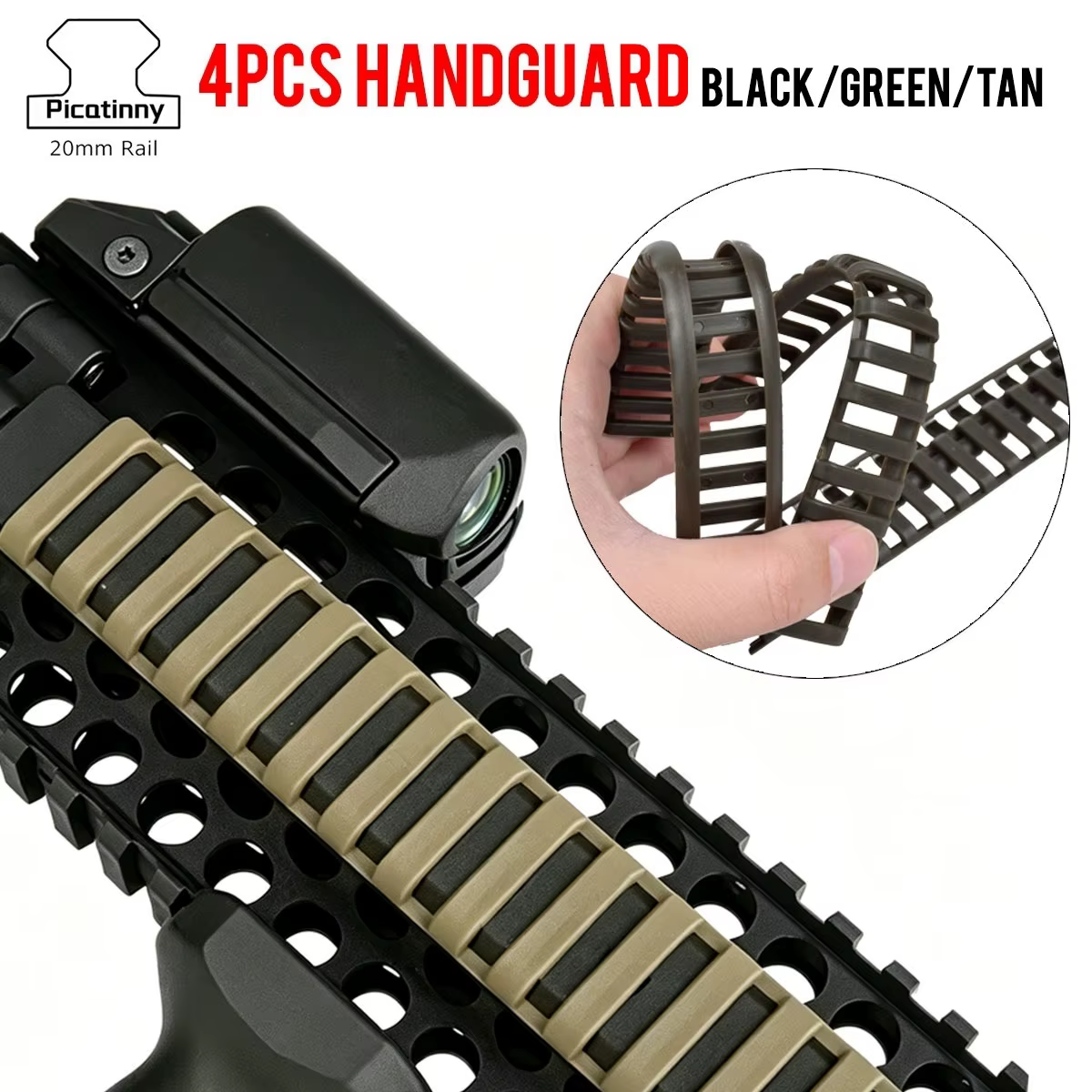 Protectores riel Picatinny M-LOK de goma antideslizantes para Airsoft - imagen 5