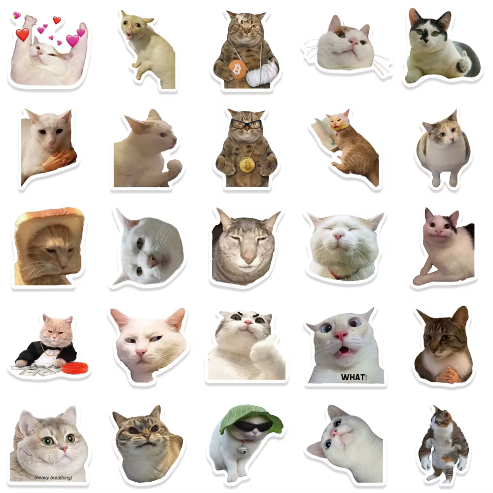 Pegatinas gato meme decorativas para cuaderno y portátil – Infantil - imagen 3