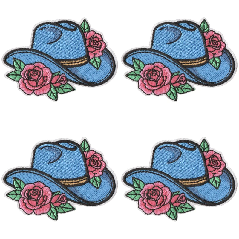 Parches termoadhesivos bordados estilo Oeste toro, pistola, rosa y flor - imagen 5