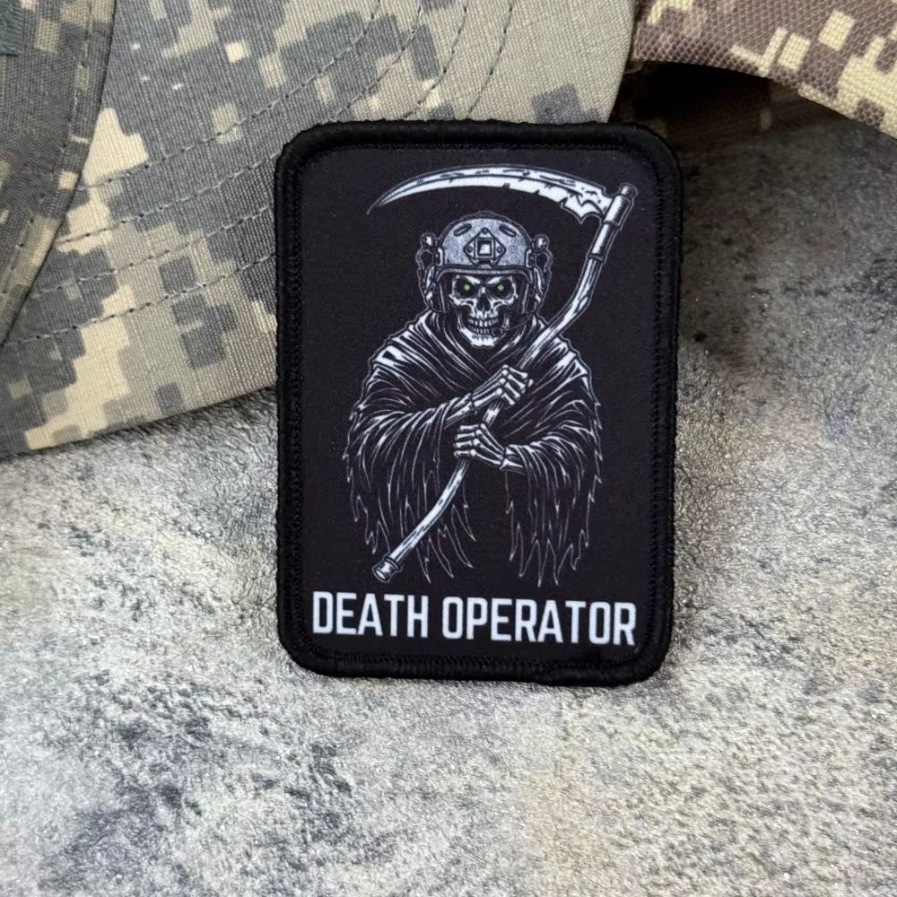Insignia táctica Grim Reaper con casco impreso y velcro para MOLLE - imagen 5