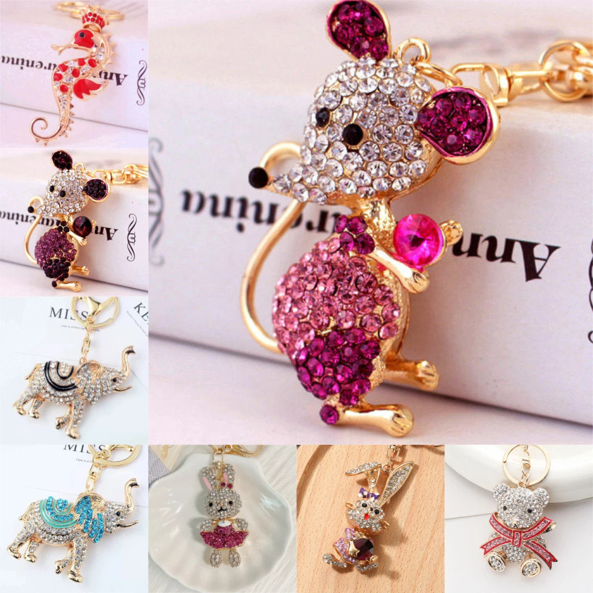 Llaveros con motivos animales y acabado dorado