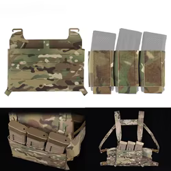 Bolsa triple MOLLE con solapa frontal y funda elástica táctica