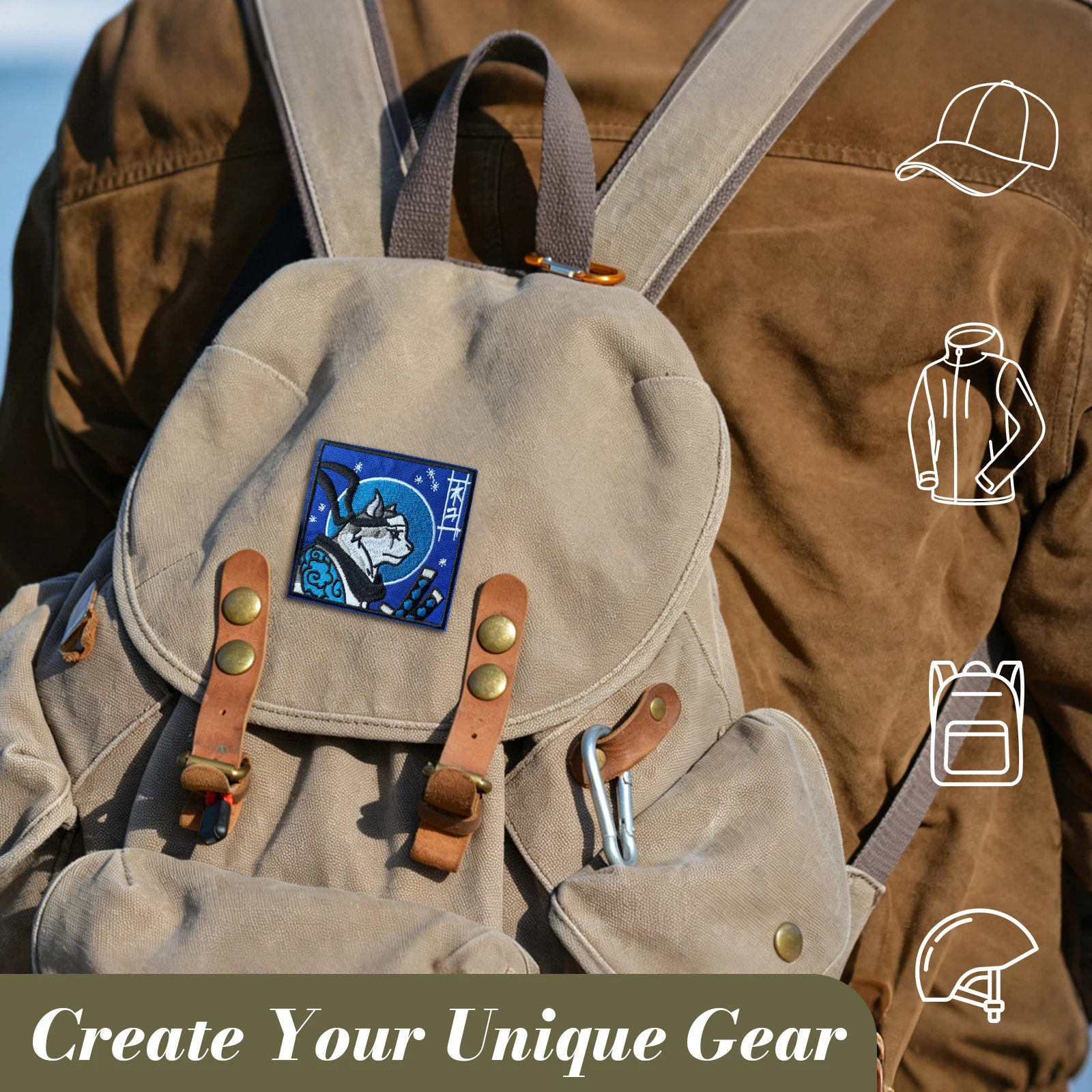 Parche bordado ninja samurái gato japonés con velcro katana azul anime - imagen 5