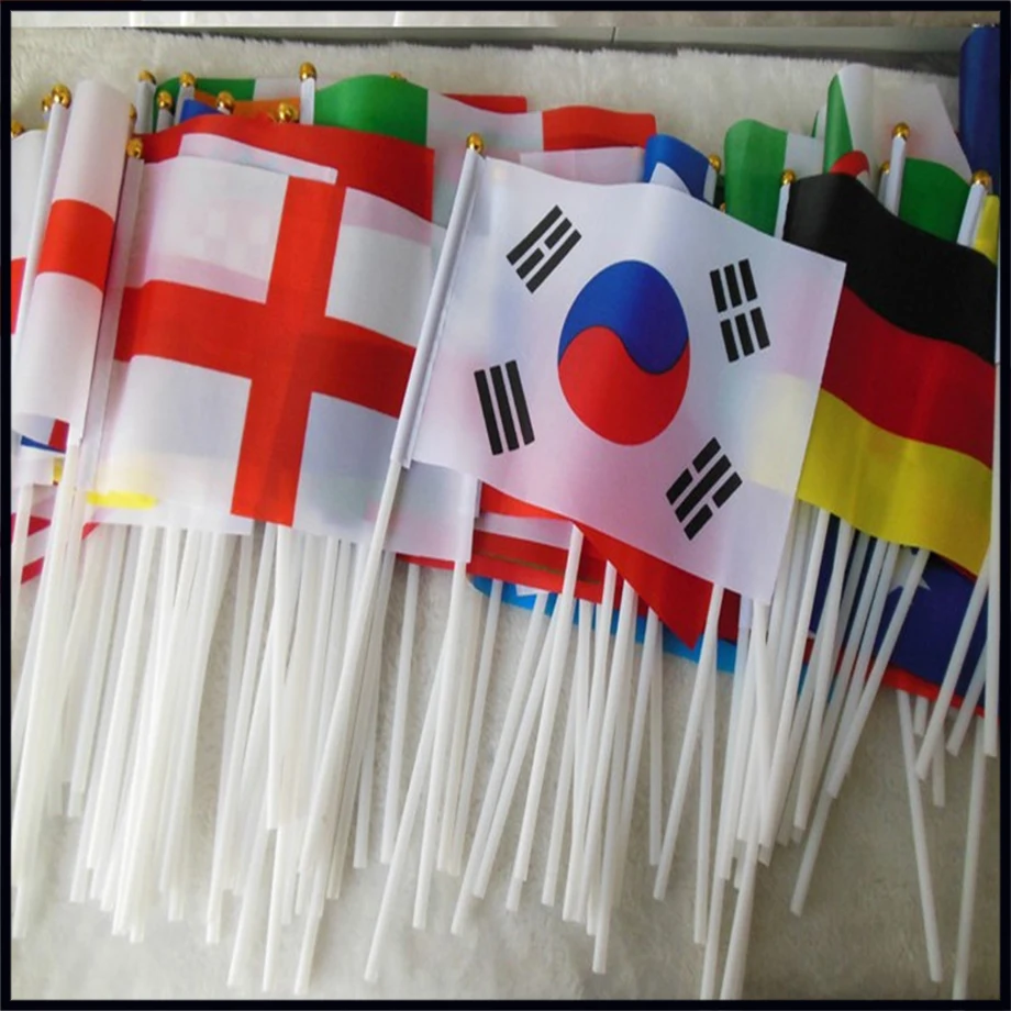 Banderas de mano personalizadas en evento