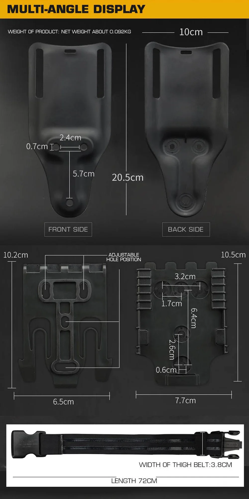 Funda táctica en uso con plataforma de altura media