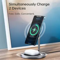Cargador inalámbrico magnético carga rápida con soporte ajustable