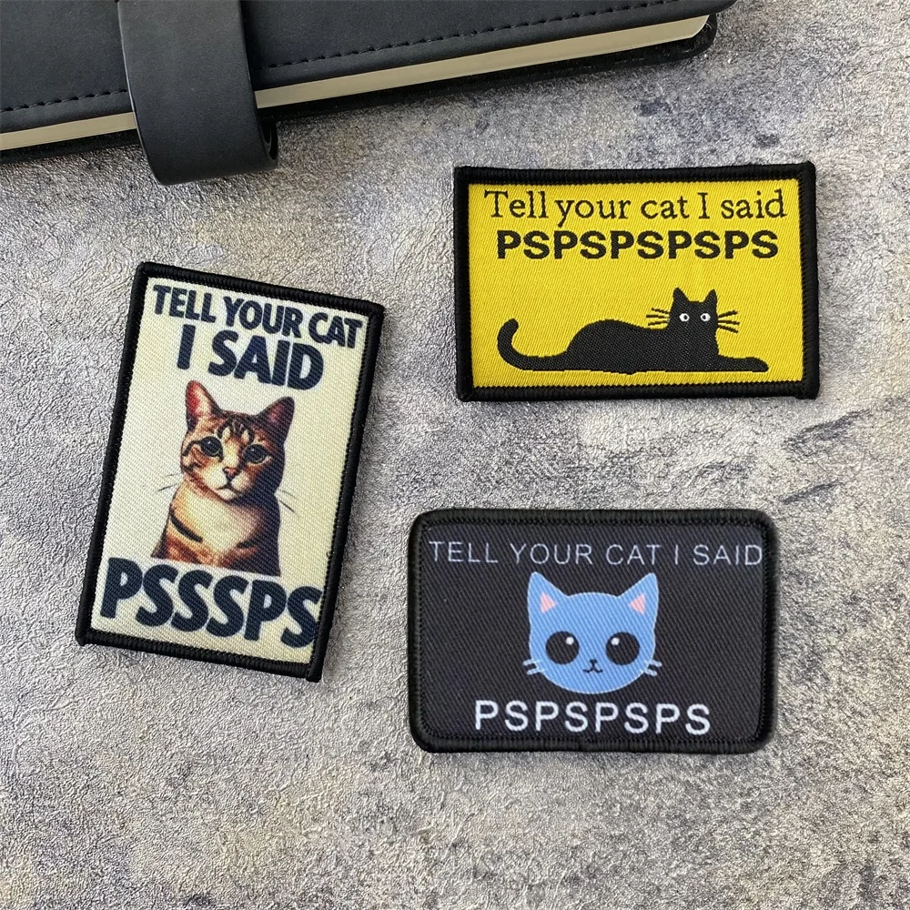 Parche táctico con diseño de ojos de gato y texto PSPSPSPS