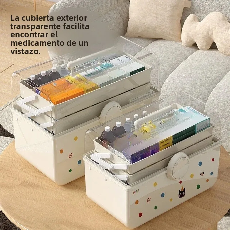 Caja de primeros auxilios transparente multicapa portátil con tapa - imagen 3