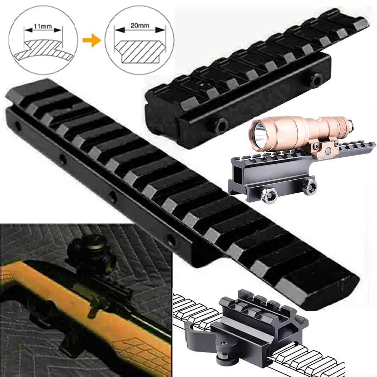 Adaptador Picatinny de cola de golondrina elevador para miras rojo - imagen 3