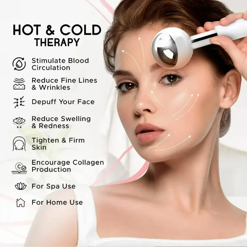 Uso del masajeador en el rostro para refrescar