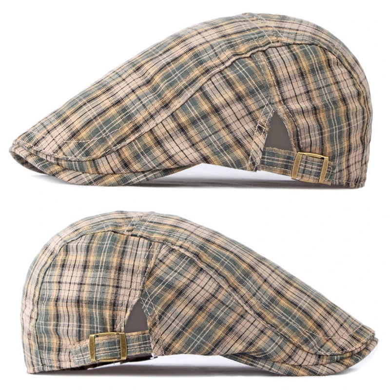 Gorra de algodón vintage a cuadros para conducción y paseo - imagen 2