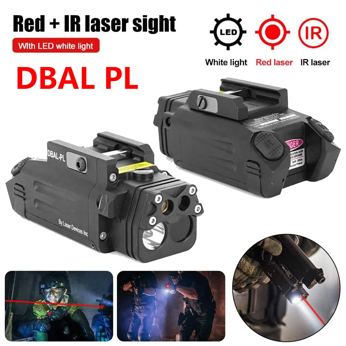 DBAL-PL puntero láser táctico rojo con linterna IR y estrobo - imagen 4