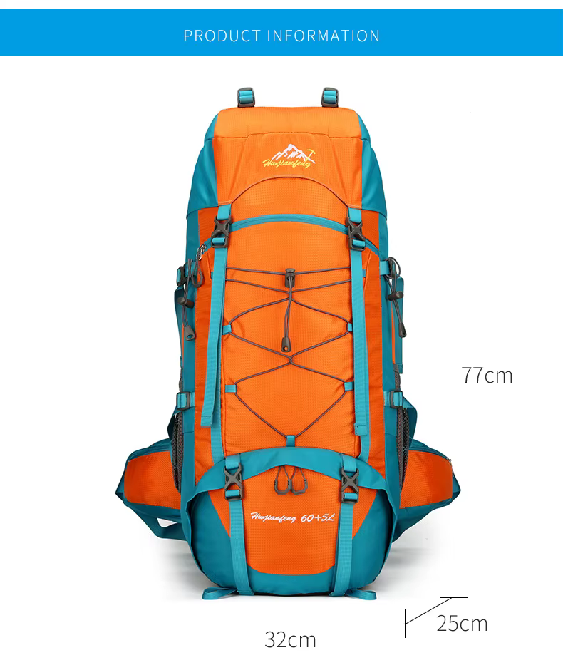 Mochila de viaje grande color azul vista frontal