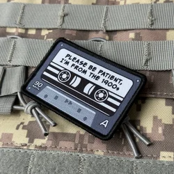 Parche táctico militar retro cinta cassette – Ejército con velcro