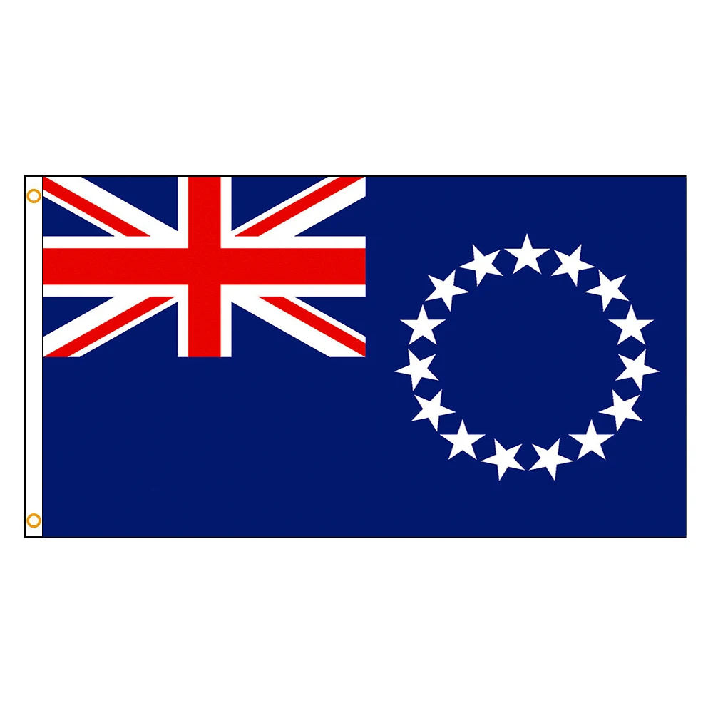 Bandera con emblema de las Islas Cook, Samoa, Tonga e Islas Salomón en 90x150 cm