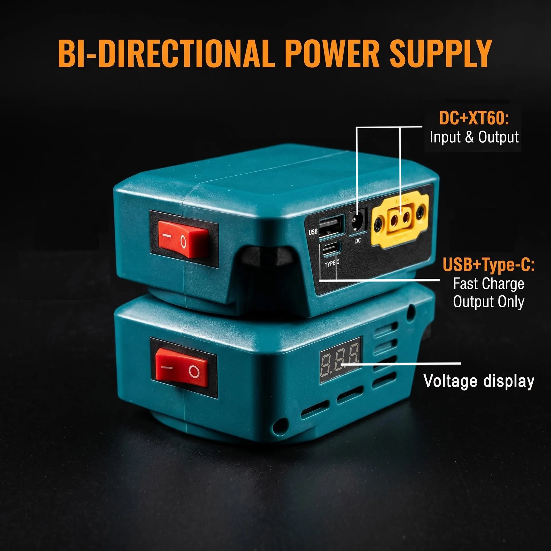 Adaptador USB tipo C para baterías Makita/Milwaukee/DeWalt, portátil - imagen 4