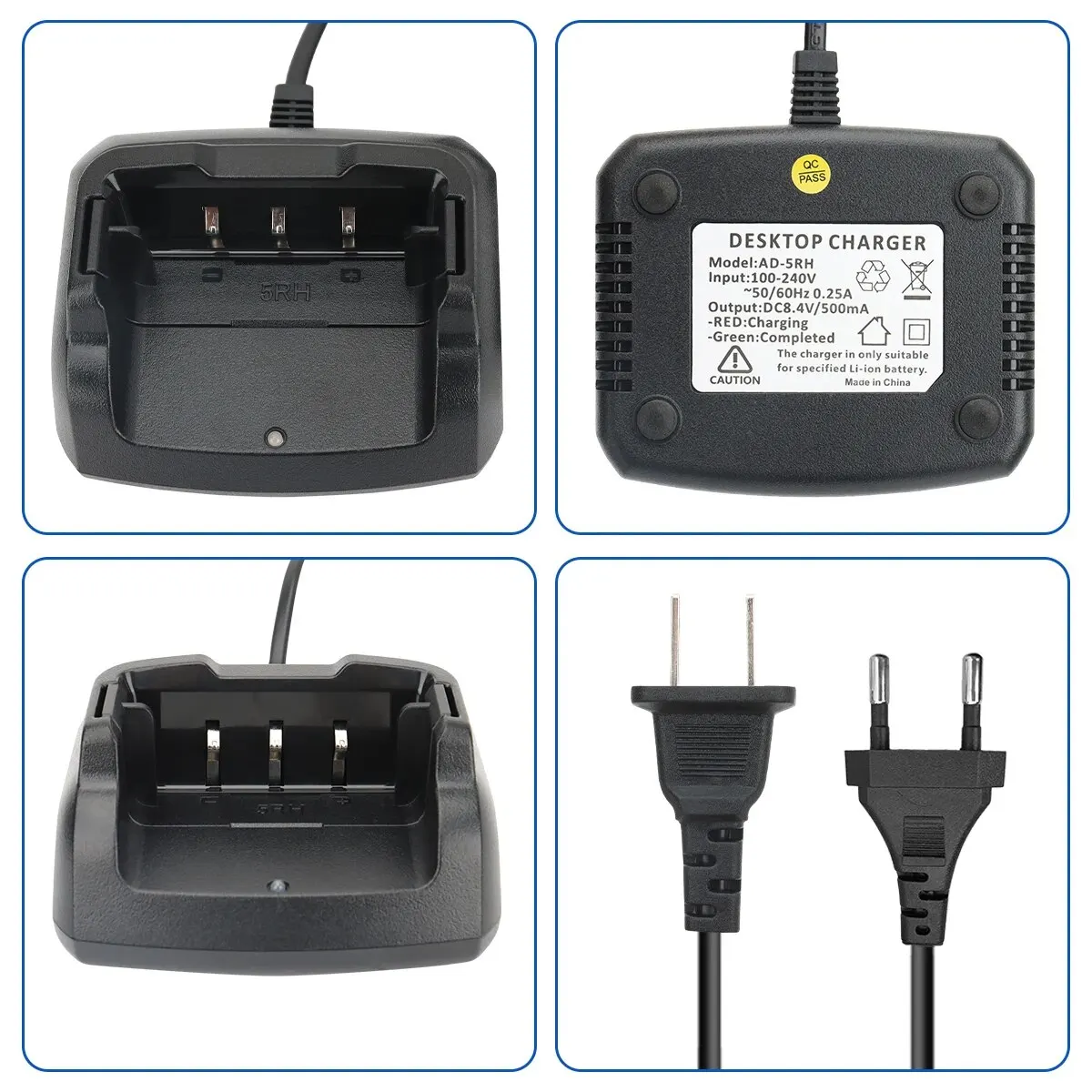 Base de carga Baofeng UV-5RH UV-5RM Cargador de escritorio US/EU - imagen 3