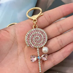 Llavero piruleta dorado diamantes imitación - Colgante bolso mujer