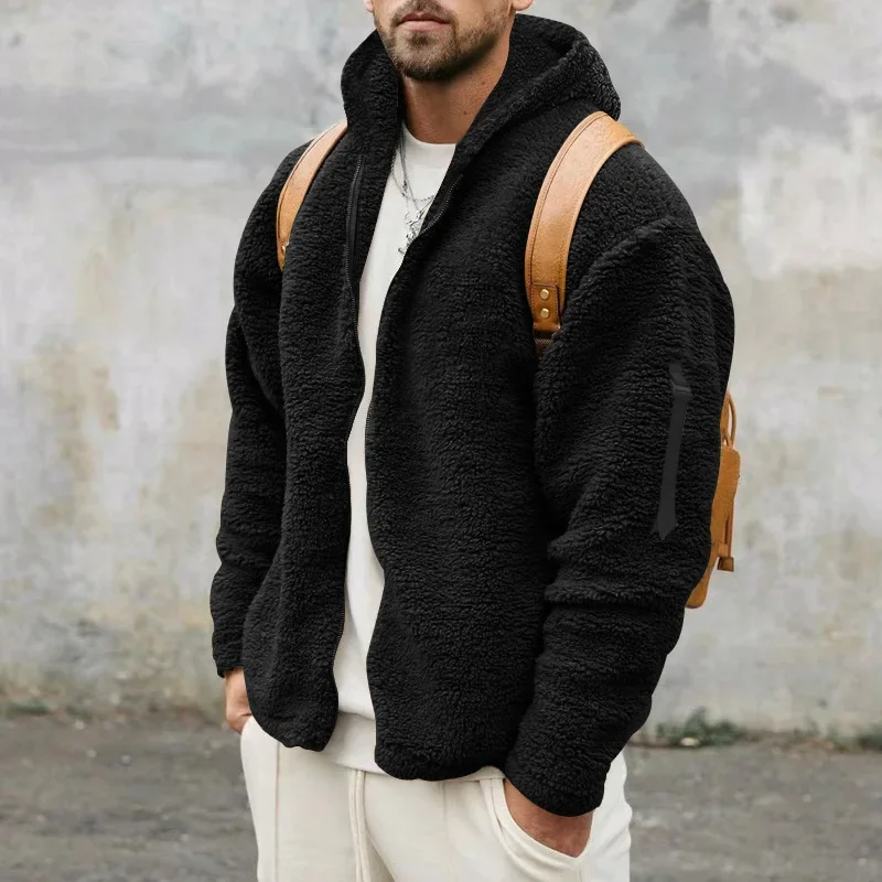 Abrigo polar de oso de peluche para hombre, vista trasera