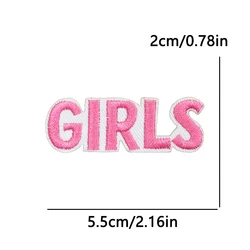 Parche bordado letras en inglés rosa para planchar chaquetas