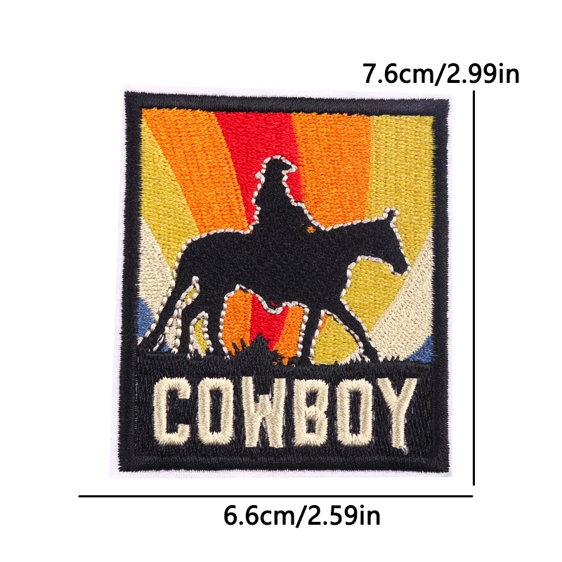 Parches termoadhesivos bordados temática oeste con silueta de caballo - imagen 4