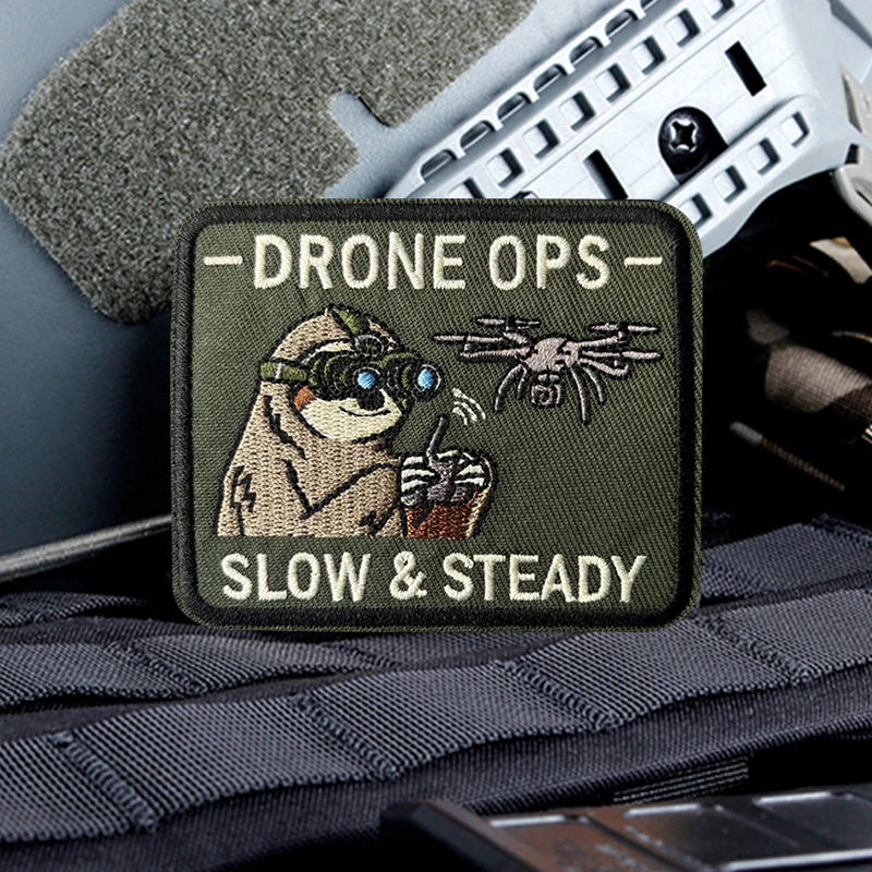 Drone Ops parche táctico militar con velcro perezoso lento y constante - imagen 3