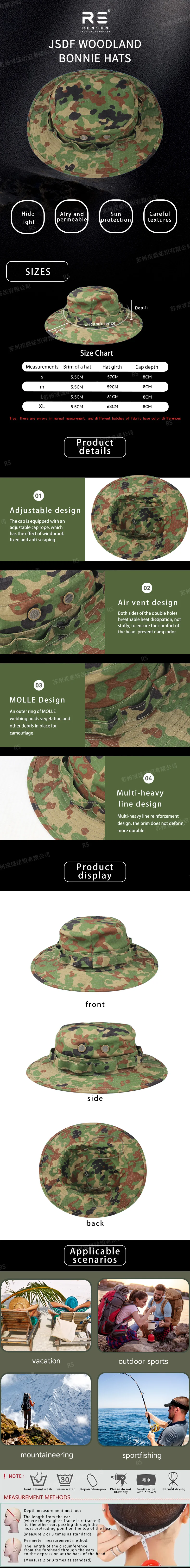 Sombrero bonnie camuflado Fishmen con tejido rip-stop impermeable