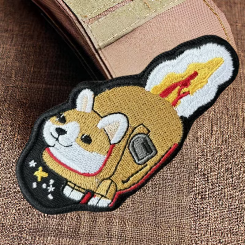 Parche velcro bordado cohete Corgi uniforme táctico - imagen 2