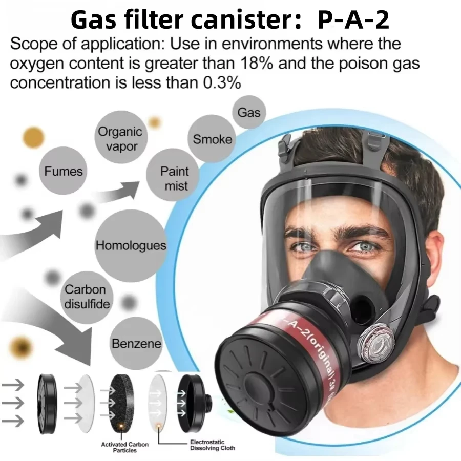 Máscara gas táctica supervivencia carbón activado 40mm - imagen 3