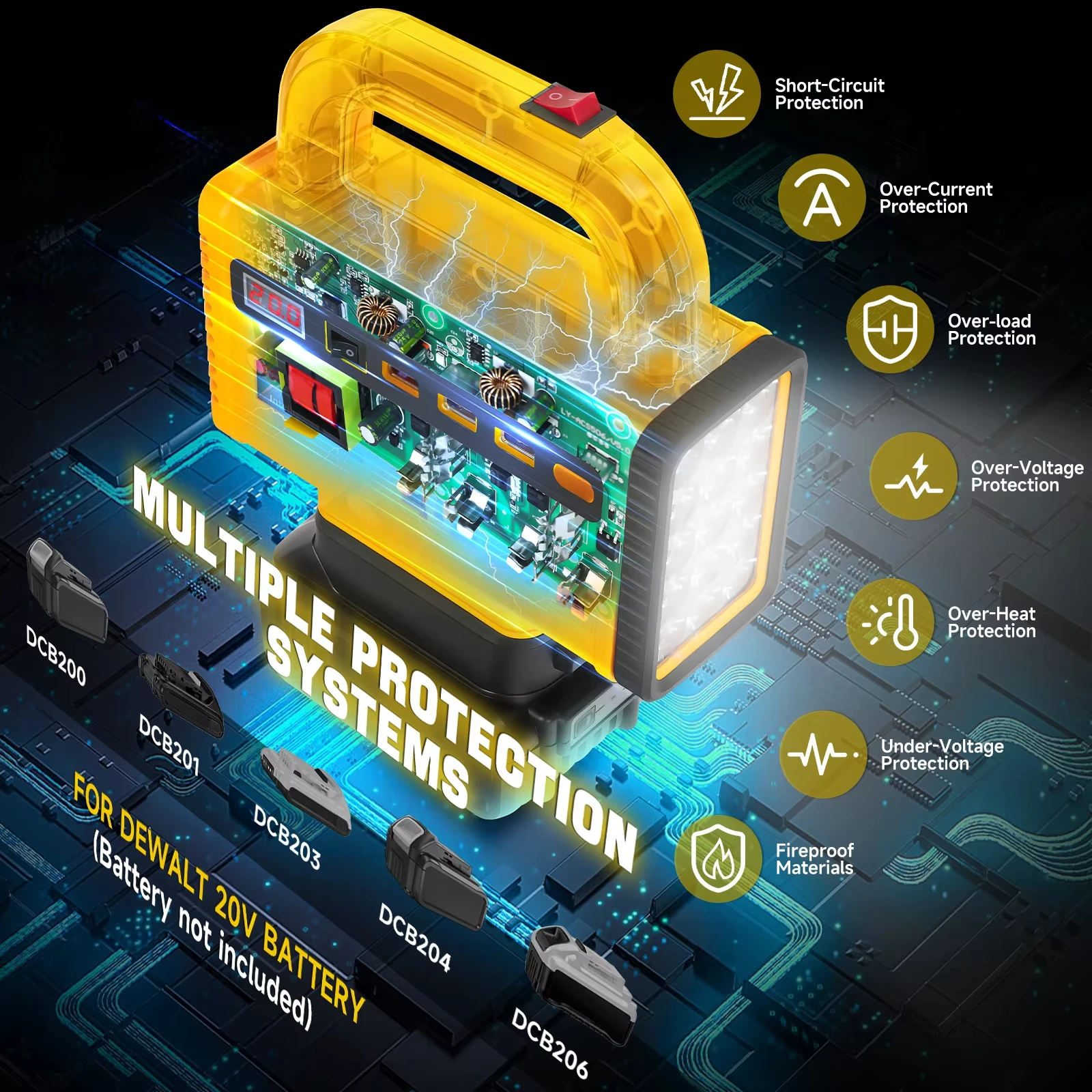 Inversor DeWalt de 150 W para batería de 20 V, salida 220 V y USB-C - imagen 4
