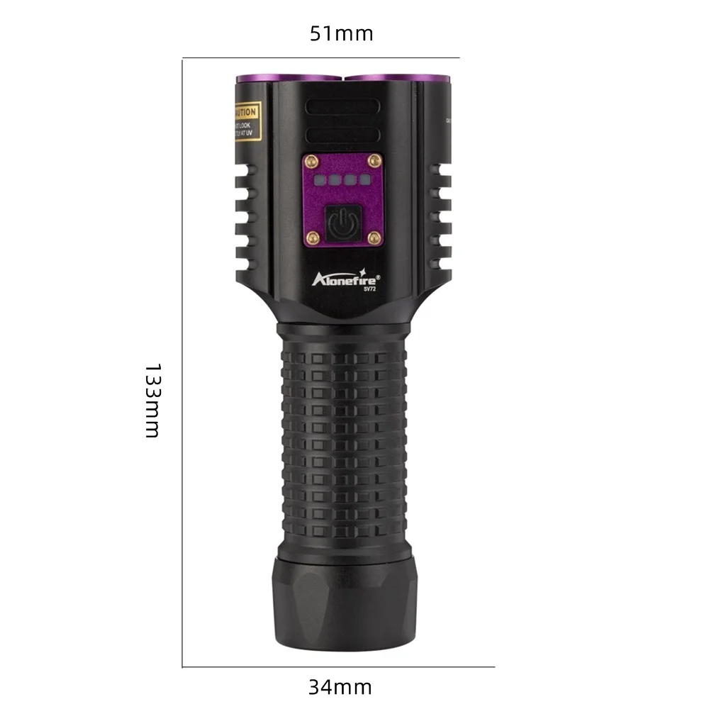 Linterna táctica UV + blanca carga USB detección dinero manchas