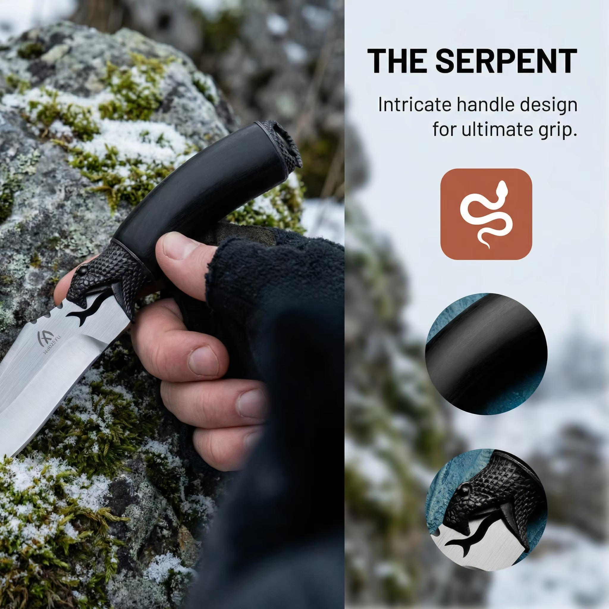 Cuchillo fijo de madera con funda, para al aire libre y regalo - imagen 4
