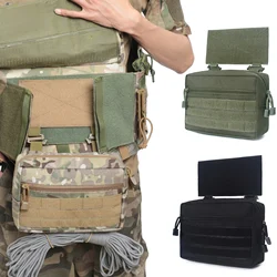 Chaleco táctico porta placas MOLLE con riñonera y bolsa abatible