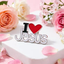 Pin esmaltado I Love Jesus con corazón rojo – Insignia religiosa