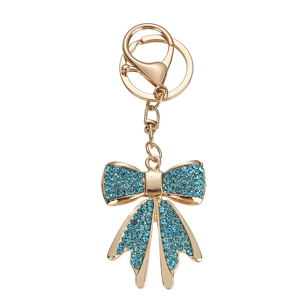 Llavero de cristal dorado con lazo brillante para bolso femenino - imagen 2