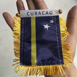Bandera coche Curazao para ventana, poliéster doble cara impresa