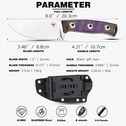 Cuchillo hoja fija LENGREN EDC acero Sleipner – Supervivencia