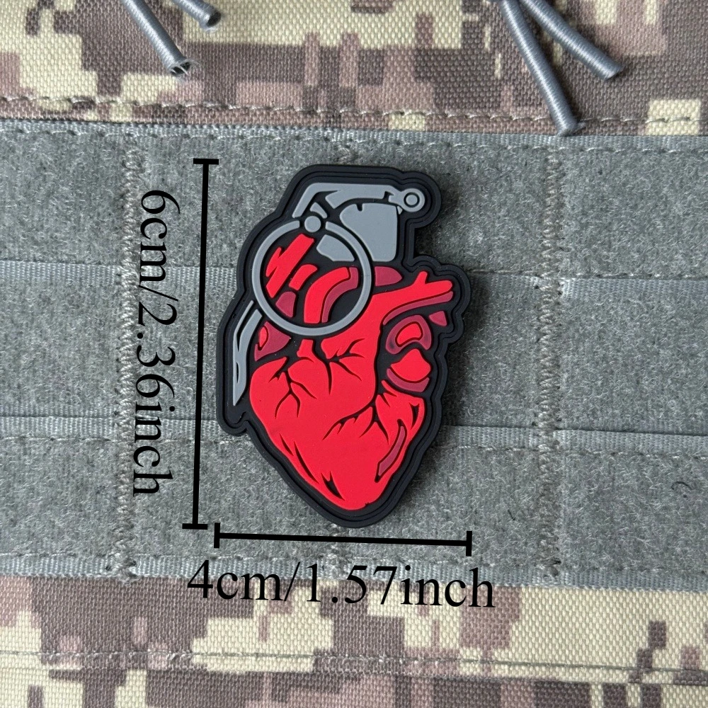 Parche táctico 3D PVC corazón anatómico – Velcro para uniforme