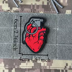 Parche táctico 3D PVC corazón anatómico – Velcro para uniforme