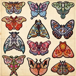 Parche termoadhesivo bordado mariposa psicodélica gótica para mochila