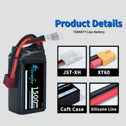 TERANTY Bateria LiPo 3S 1500mAh 11,1V 45C XT30/XT60 para RC coche