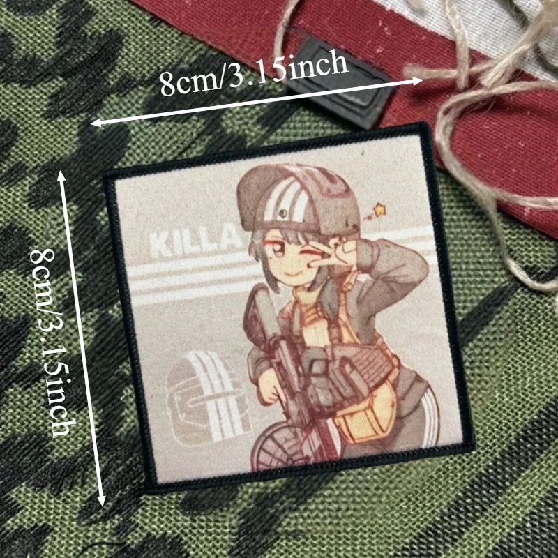 Parche táctico de chicas anime con velcro para chaleco o mochila - imagen 3