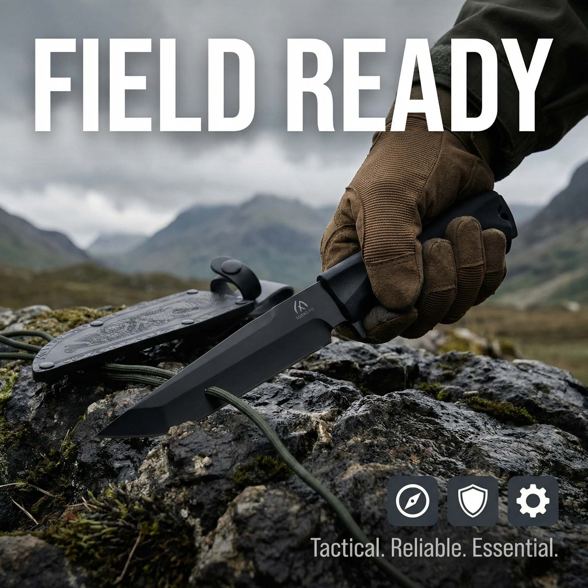 Cuchillo fijo táctico pequeño con funda para al aire libre - imagen 3